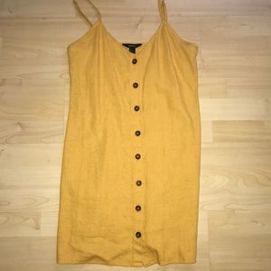 FOREVER 21 YELLOW BUTTON UP MINI DRESS